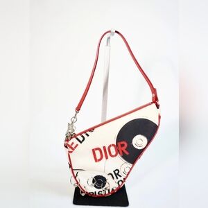 Dior Red and White Graphic Shoulder Bag
